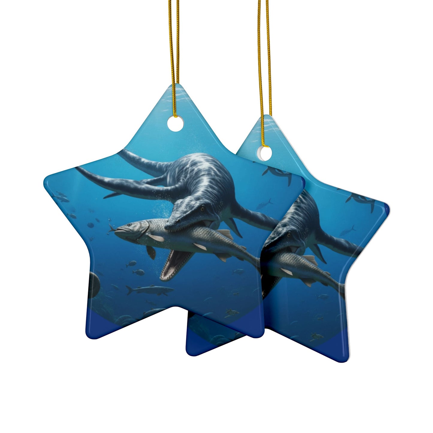 Ceramic Ornaments, Dinosaur Plesiosaur Decor, 2-Side Print, Holiday Tree Decoration, Christmas Ornament, Dino Lover Gift, Prehistoric Decor,