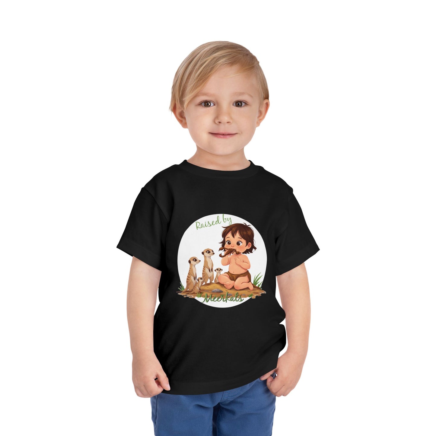 Cute, Funny Toddler Tee - "Raised by Meerkats" Design - Schmartypants