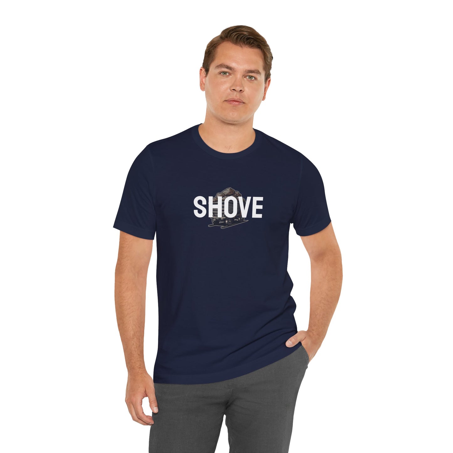 Athletic Spirit SHOVE Unisex Tee, Baseball Player Gift, Sports Fan Shirt, Inspirational Athlete Top, Underdog Competition Statement Piece