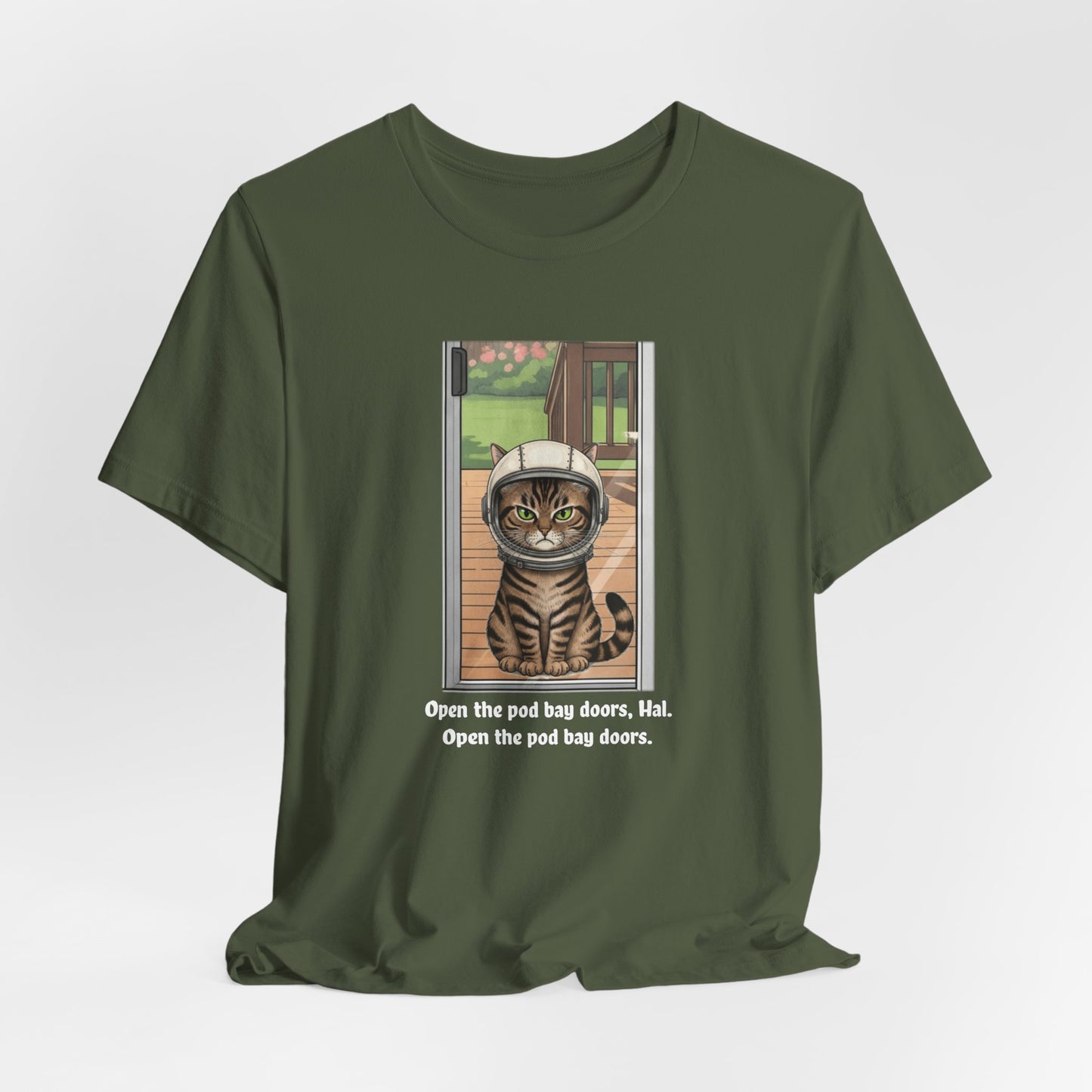 Cat Astronaut Tee, Funny Cat Shirt, Cat Lover Gift, Space Sci-Fi Tee, Hal 2001 Humor Shirt, Unisex Jersey Tee