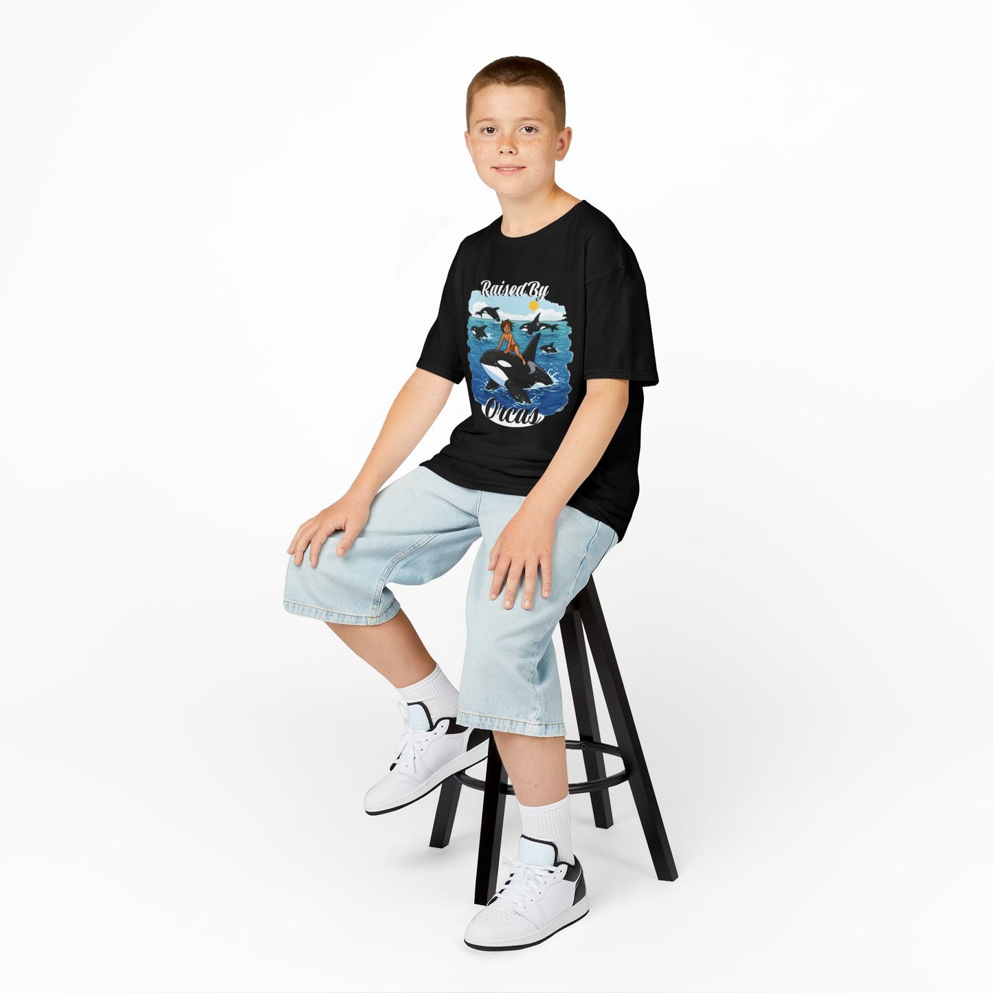 Funny Whale-Themed Kids Tee, 'Raised By Orcas' Shirt - Perfect for Ocean Lovers, Gifts for Birthdays, Summer Camps, Beach Days, Fun Tees