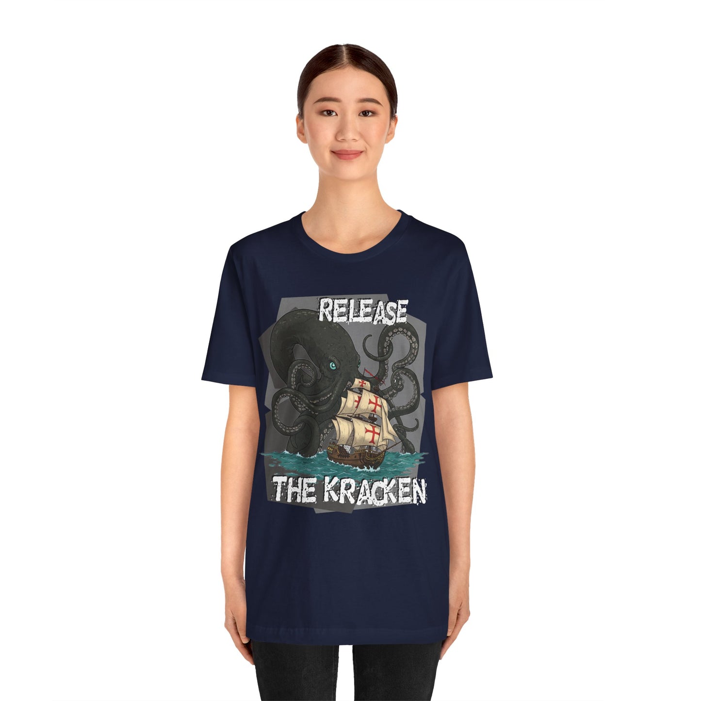 'Release The Kraken!' Tee - Unisex Short Sleeve Shirt, Nautical Tees, Pirate Fashion, Ocean Lover Gift, Funny T-Shirt, Sea Creature Shirt, Great for Gamers - Schmartypants