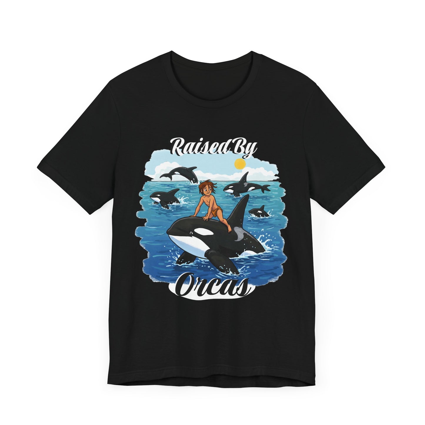 Funny 'Raised by Orca's' Tee - Perfect for Ocean Lovers, Beach Days, Summer Vacations, Gift for Marine Life Enthusiasts, Cute Animal Shirt
