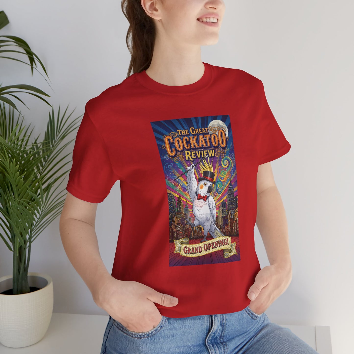 Grand Opening Cockatoo Review Tee - Funny Bird Graphic T-Shirt, Unique Gift for Cockatoo Owners, Casual Wear, Animal Lover Shirt
