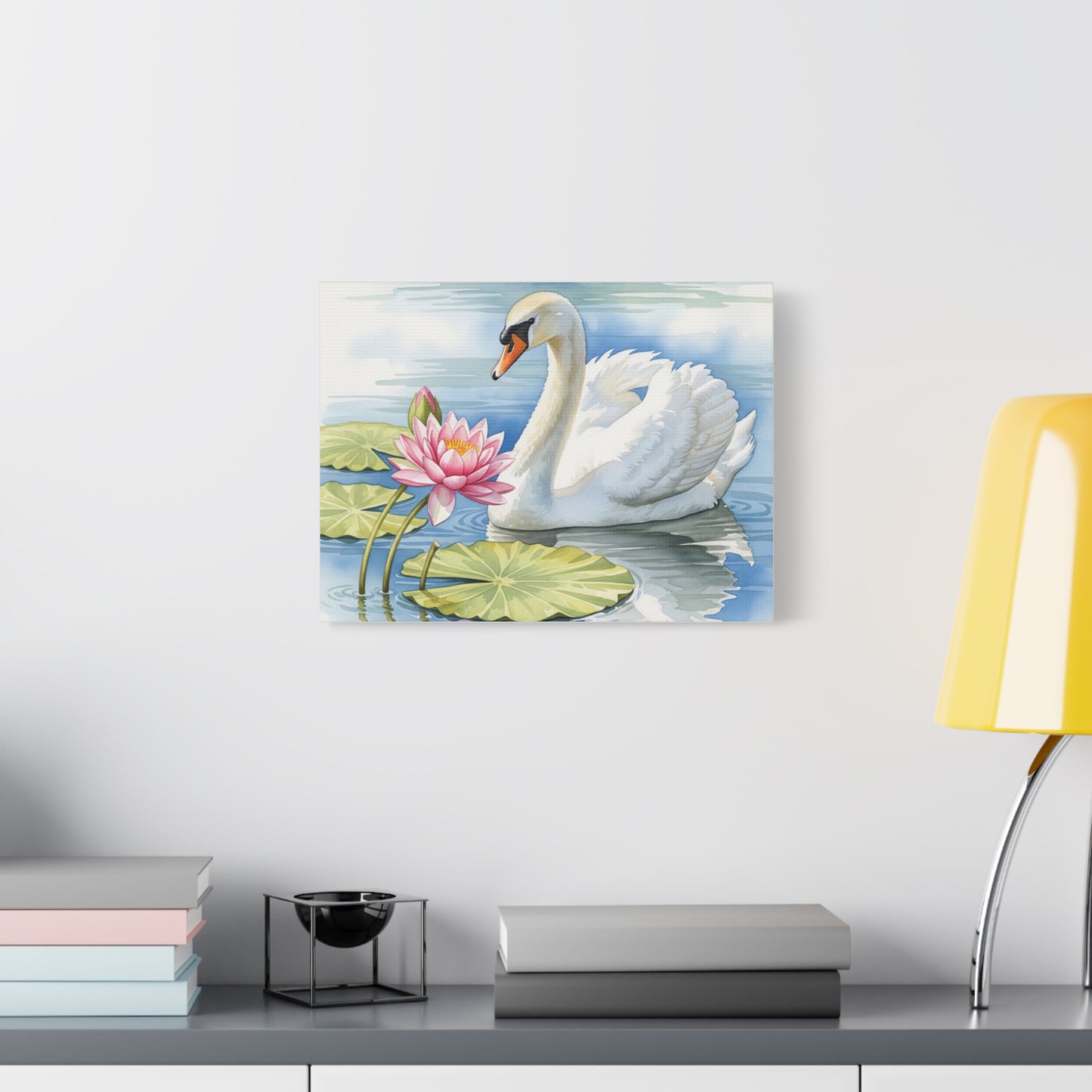 Swan and Lotus Canvas Art, Home Décor, Nature Wall Art, Gift for Nature Lovers, Floral Artwork