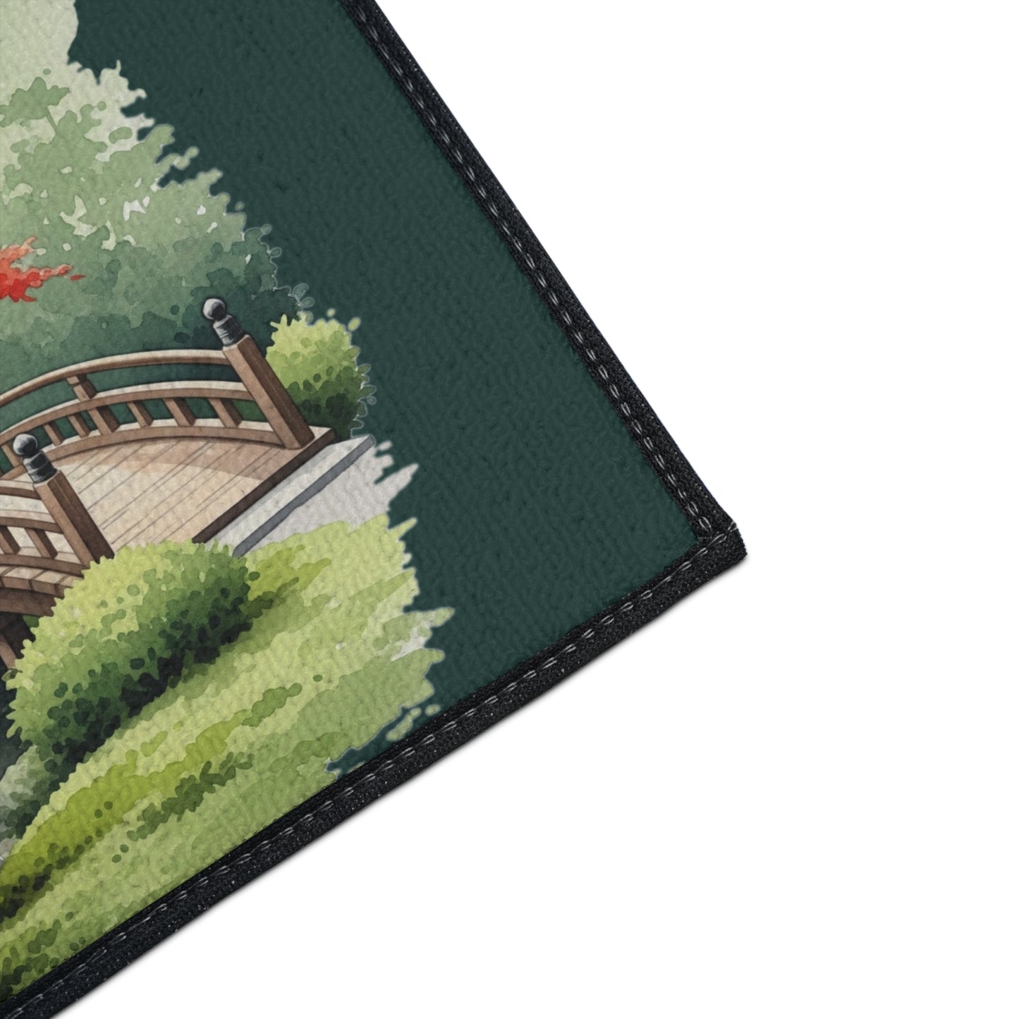 Floor Mat, Tranquil Japanese Garden, Zen Home Decor, Fall Leaves Rug, Contemplative Design, Heavy Duty Mat