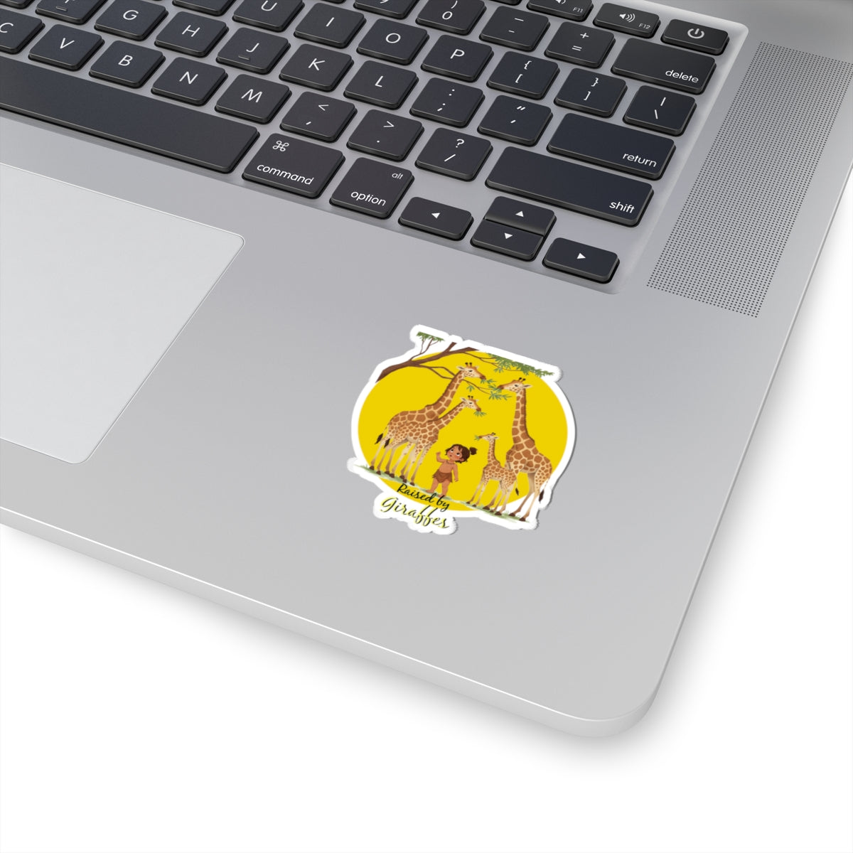 Funny Giraffe Stickers - "Raised by Giraffes" for Nature Lovers - Schmartypants