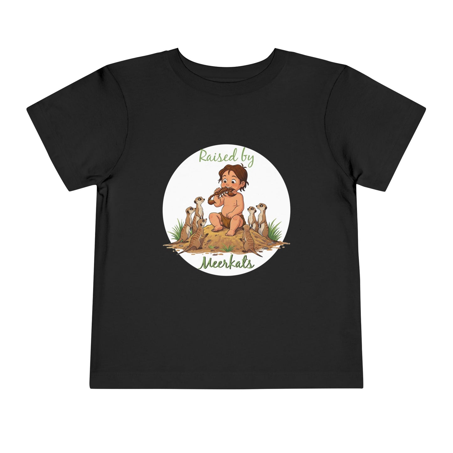 Funny Adorable 'Raised by Meerkats' Toddler Short Sleeve Tee - Cute Animal Tee for Kids Who Love Meerkats - Schmartypants