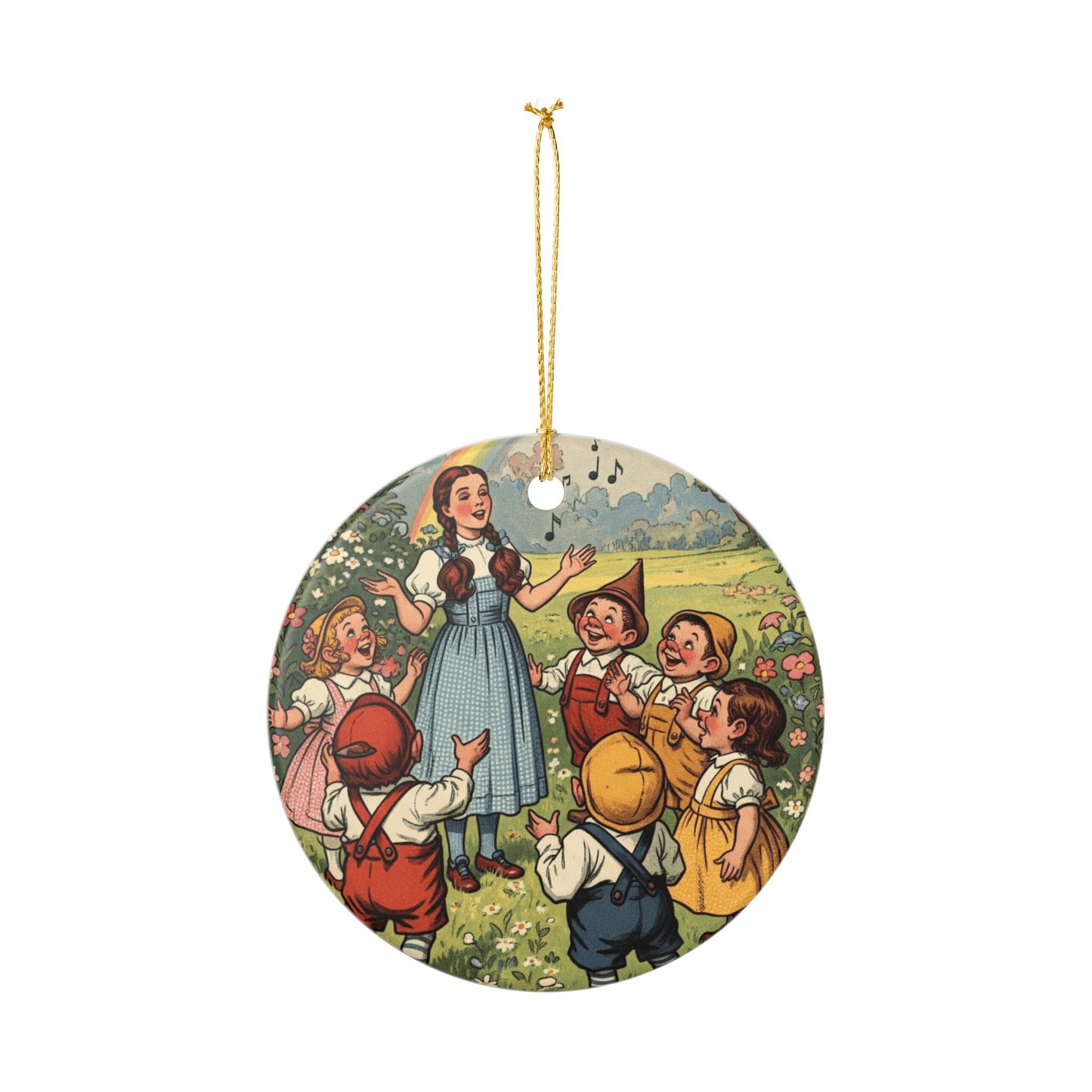 Ceramic Ornament, Wizard of Oz Christmas Tree Ornament, Dorothy and Munchkins, Xmas Decor, Holiday Gift, Collectible Decoration