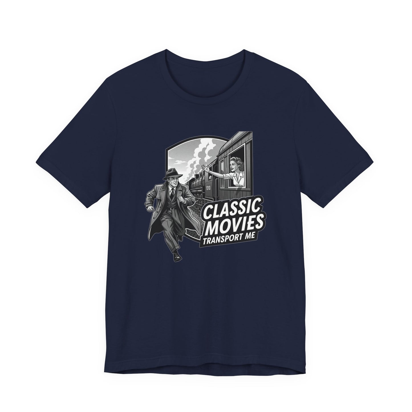 Classic Movies Transport Me Unisex Tee, Vintage Movie Lover Shirt, Locomotive T-Shirt, Film Buff Gift, Nostalgic Film Apparel