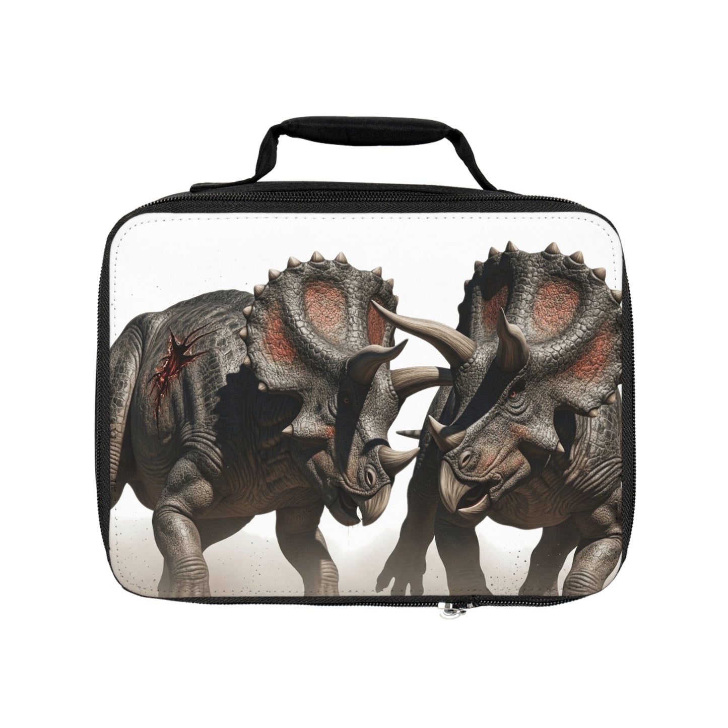 Battling Triceratops Dino-Themed Lunch Bag for Kids, Perfect for School, Parties, Outdoor Adventures, Fun Lunchbox, Unique Gift Idea