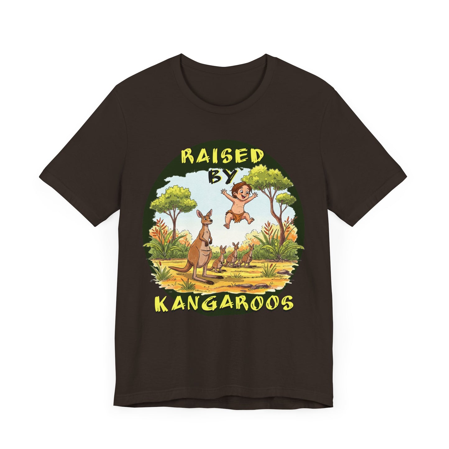 'Raised by Kangaroos' Unisex Short Sleeve Tee - Fun and Playful T-Shirt for Animal Lovers, Aussies - Schmartypants