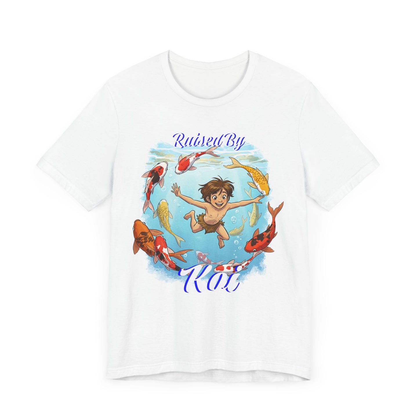 'Raised By Koi; Unisex Jersey Tee - Funny Graphic Tee for Aquatic Lovers, Cute Gift for Birthdays, Casual Wear, Summer Fashion, Relaxed Style - Schmartypants