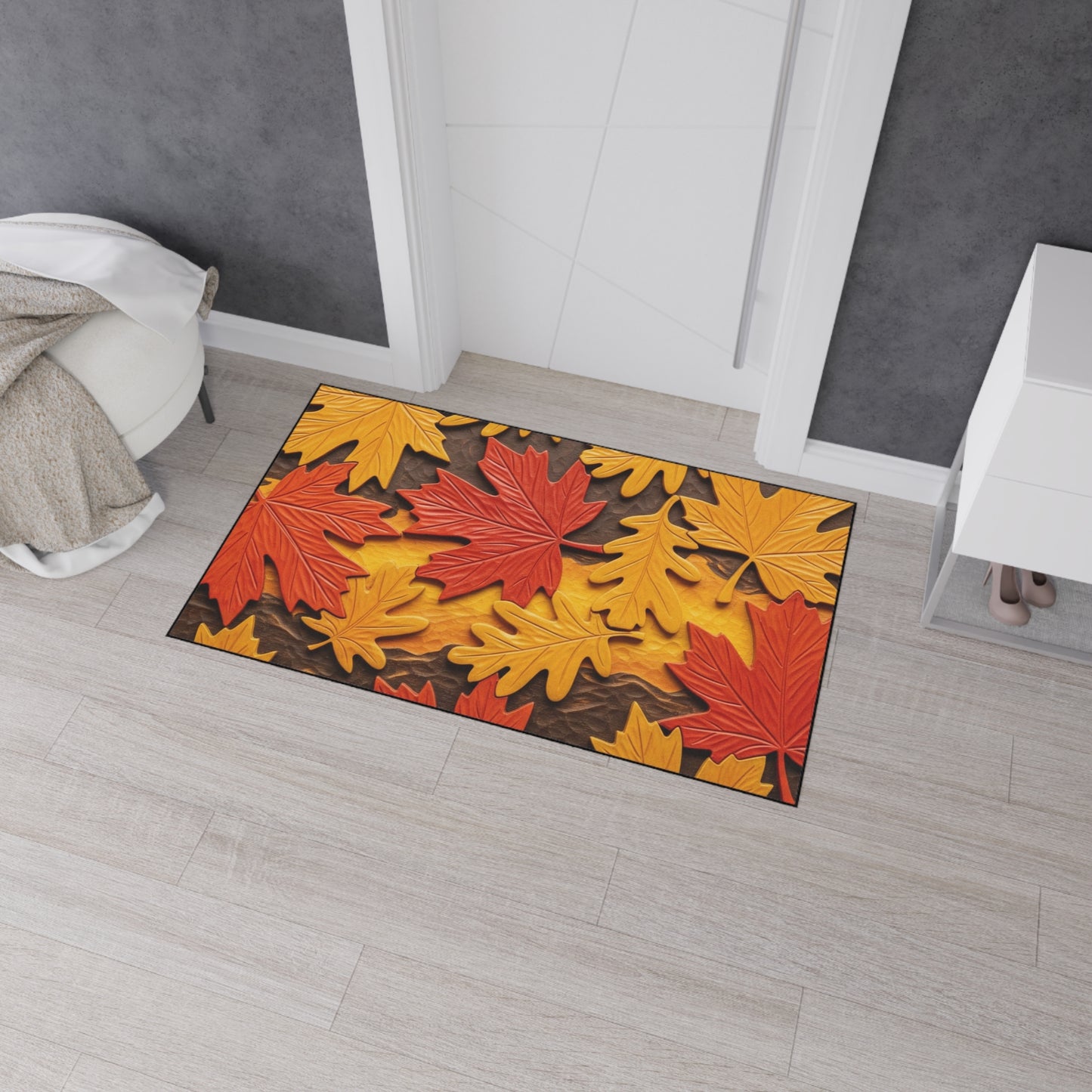 Autumn Leaves Heavy Duty Floor Mat, Seasonal Home Decor, Entryway Rug, Fall Decoration, Perfect for Thanksgiving or Halloween