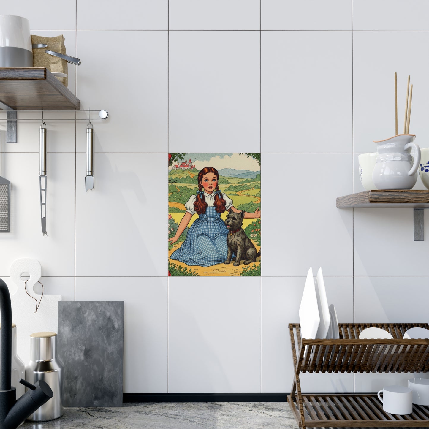 Ceramic Photo Tile for Child's Room, Dorothy and Toto Tile, Nursery Decor, Maternity Gift, Baby Shower Gift, Wizard of Oz Tile