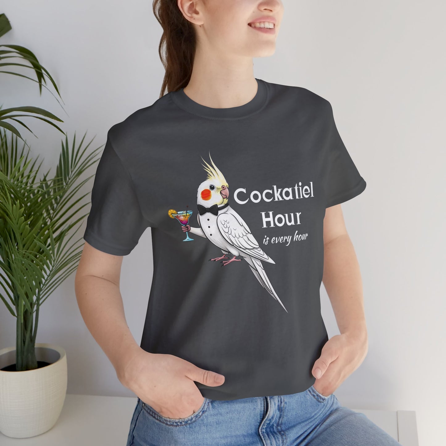 Funny 'Cockatiel Hour is Every Hour' Unisex Tee for Cockatiel Pet Owners