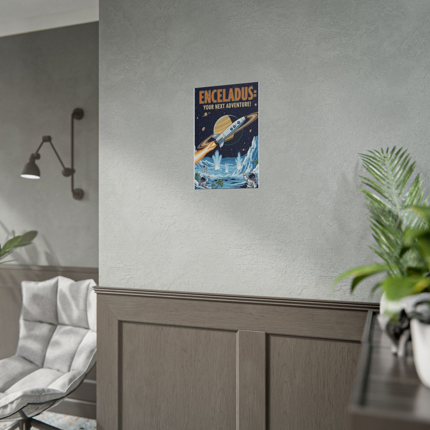 Enceladus Adventure Rolled Posters, Space Wall Art, Astronaut Decor, Travel Inspiration, Unique Gift for Space Lovers