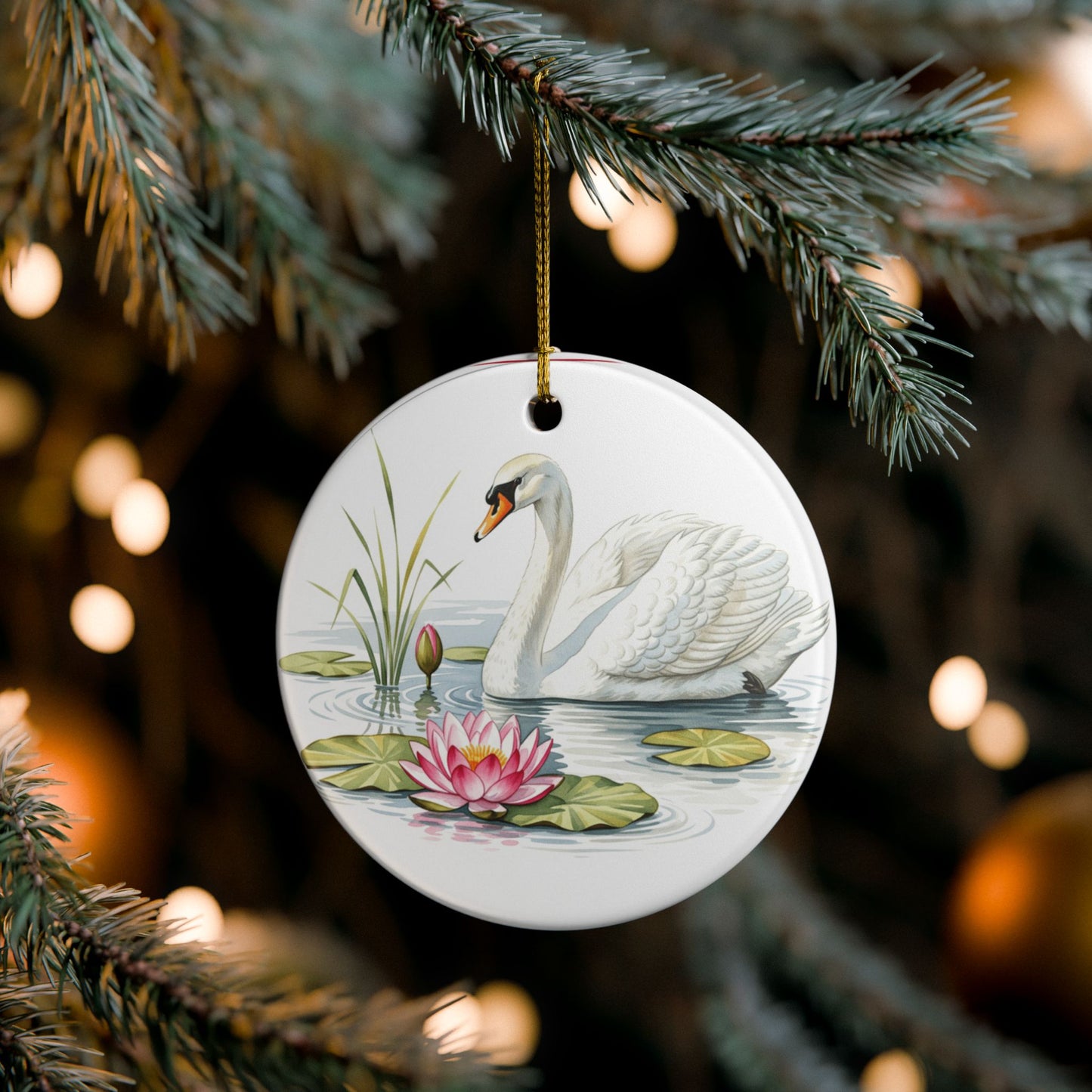 Elegant Swan Ceramic Ornament, Home Decor, Holiday Gift, Wedding Decoration, Nature Lover, Christmas Tree Decor