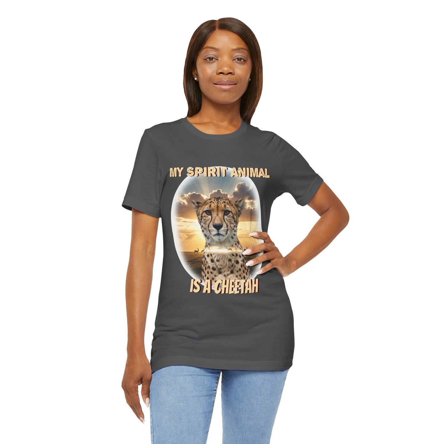 Unisex Jersey Tee - My Spirit Animal is a Cheetah - Beautiful Cheetah Natura Lover Statement - Schmartypants