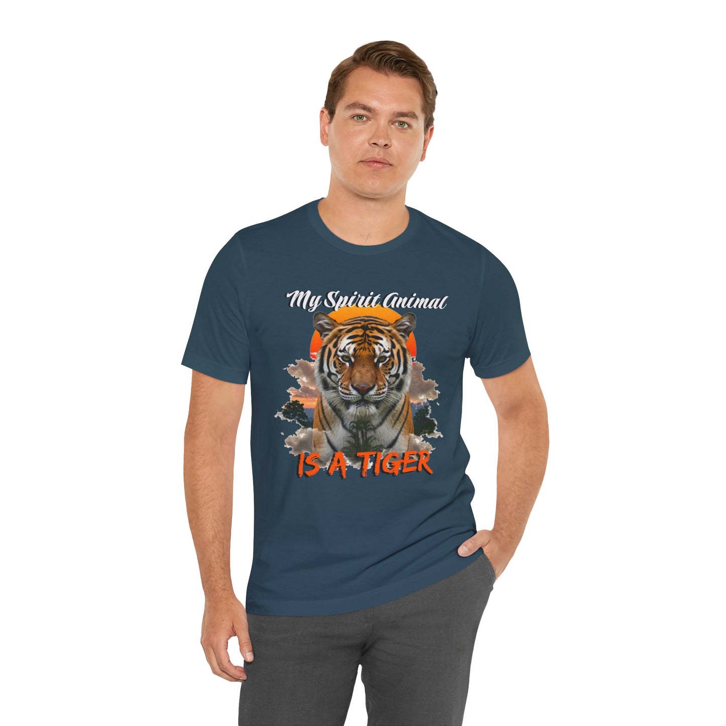 My Spirit Animal is a Tiger Tee - Unisex Jersey Short Sleeve T-Shirt, Inspirational Fierce Nature Apparel for Tiger Lovers, Casual Wear, Zoo