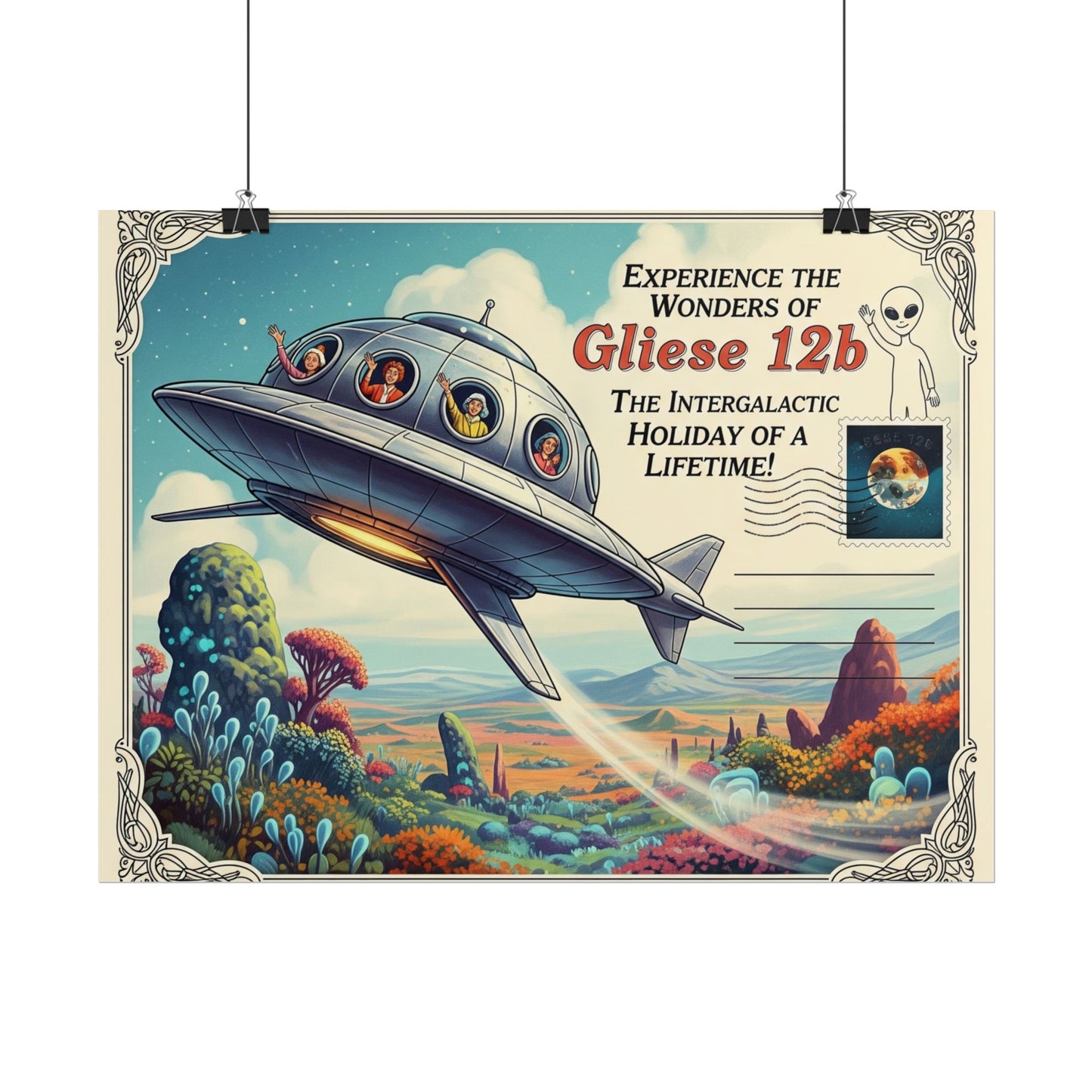 Galactic Adventure Poster, Futuristic Wall Art, Retro Space Travel Decor, Alien Theme Art, Gift for Sci-Fi Lovers