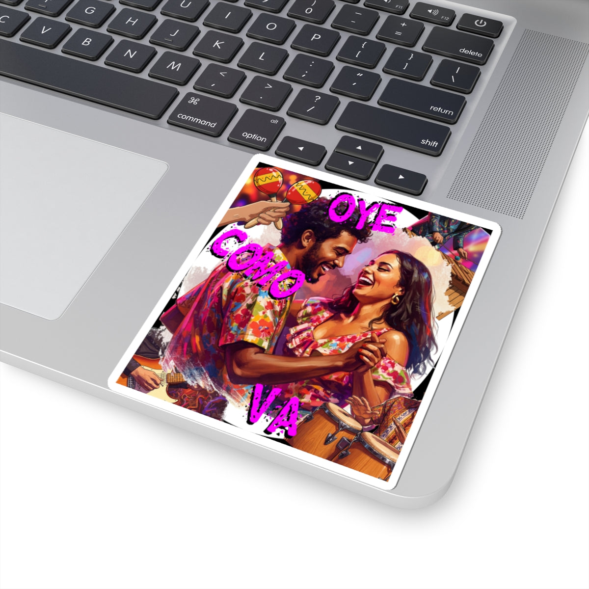 'Oye Como Va' Latin-Rock Classic Song Inspired by Santana - Vibrant Kiss-Cut Stickers for Celebrations | 'Oye Como Va' Design, Music Lovers, Party Decor, Laptop Stickers, Gift Ideas