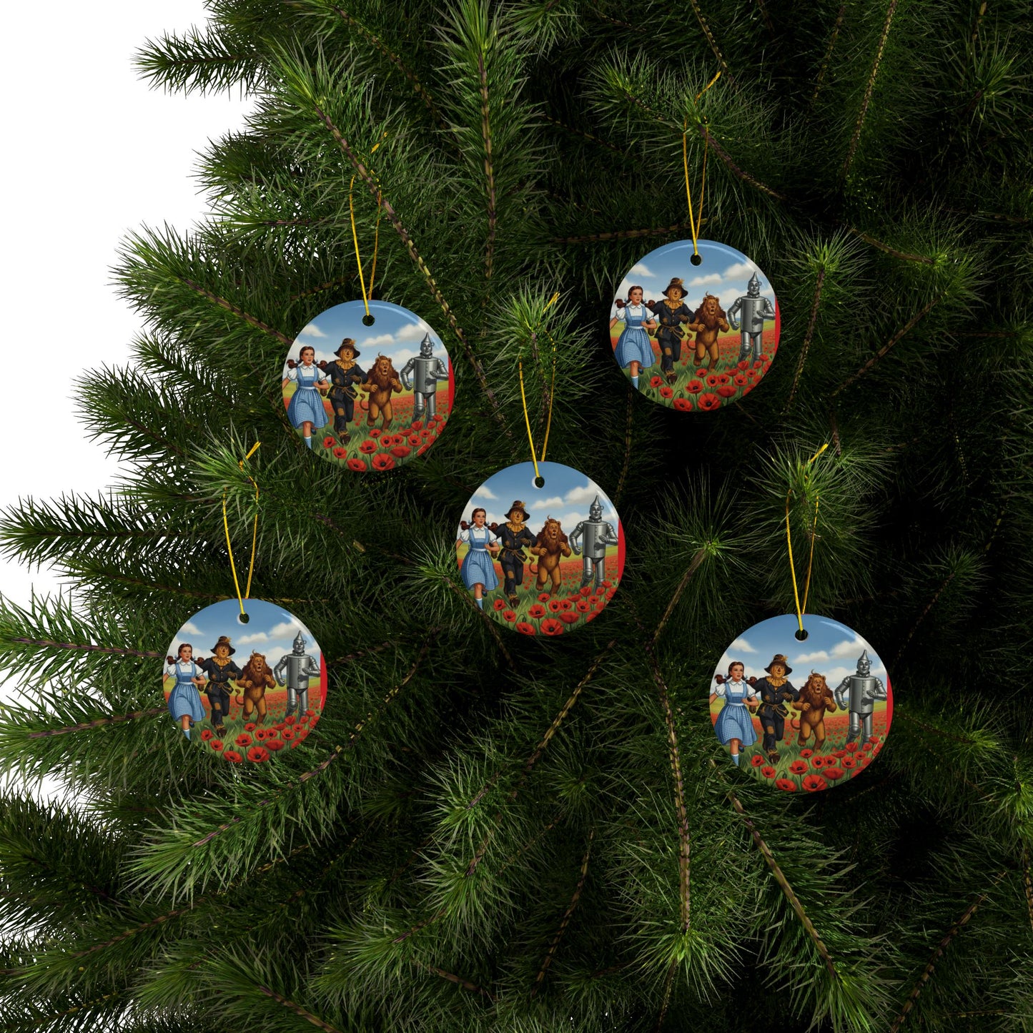 Wizard of Oz Ceramic Ornaments | 2-Side Print | Festive Decor for Christmas, Birthdays, and Celebrations | Giftable Set of 1, 3, 5, or 10