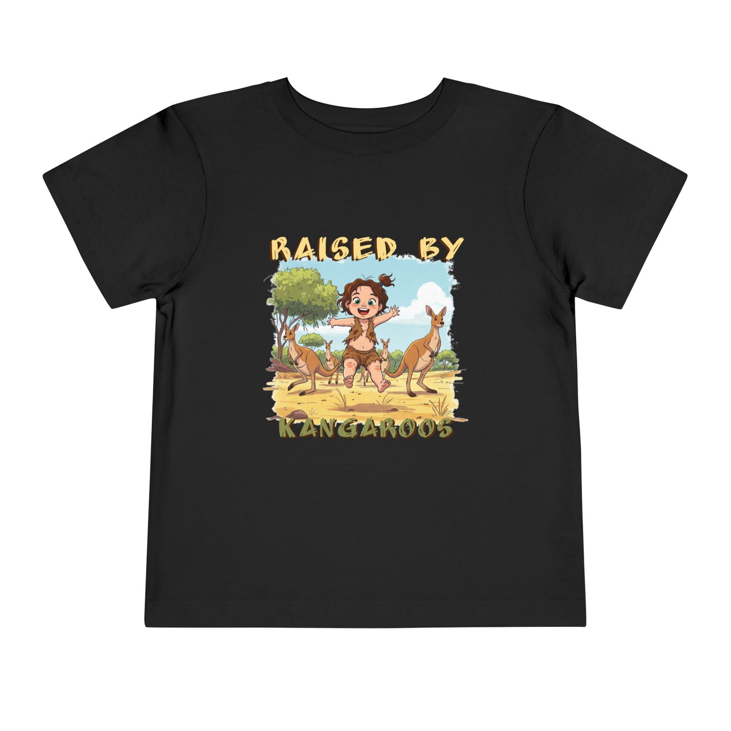 Funny 'Raised by Kangaroos' Toddler Short Sleeve Tee - Cute Animal Design for Kids - Schmartypants