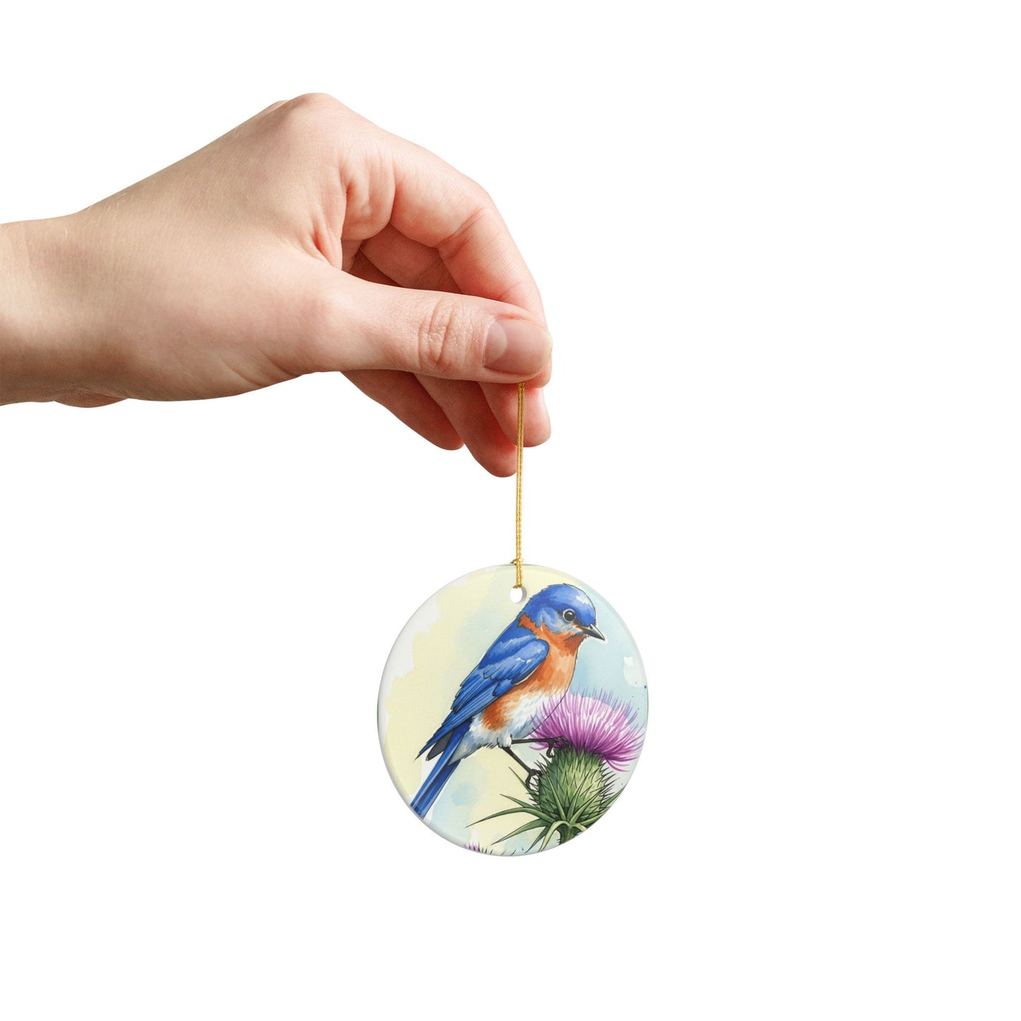 Ceramic Bird Ornament, Nature Decor, Gifts for Bird Lovers, Bluebird Christmas Ornament, Home & Garden Decoration, Seasonal Decor
