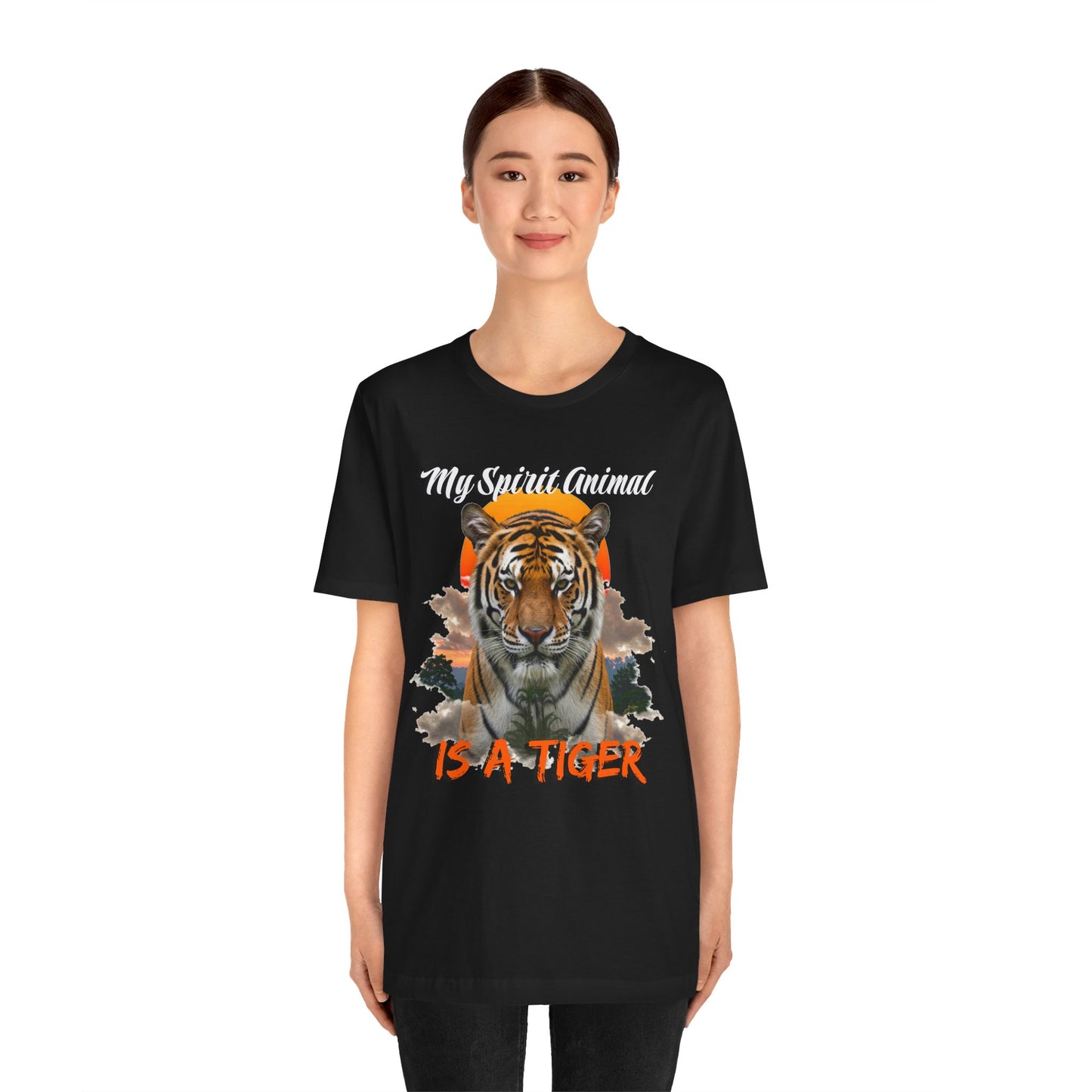 My Spirit Animal is a Tiger Tee - Unisex Jersey Short Sleeve T-Shirt, Inspirational Fierce Nature Apparel for Tiger Lovers, Casual Wear, Zoo