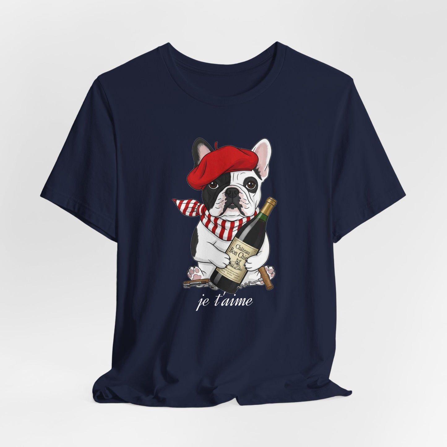 Cute French Bulldog Lovers Tee, Casual Wear, Je t'aime Shirt, Unisex T-Shirt for Birthdays, Anniversaries, Pet Lovers