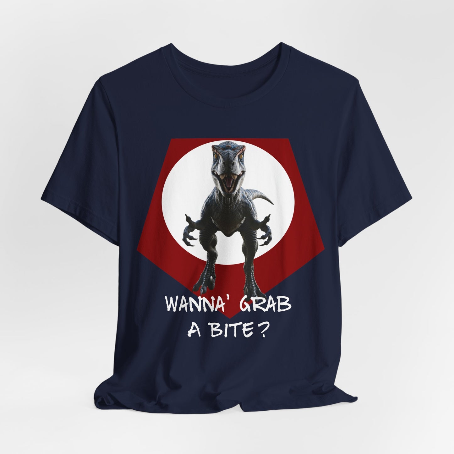 Funny Dinosaur Velociraptor 'Grab a Bite' Graphic Tee - Perfect for Casual Wear, Birthday Gifts, Jurassic Theme Parties, Chefs