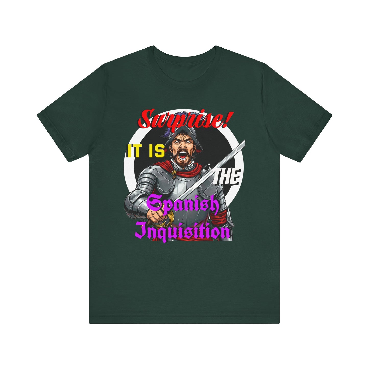 Hilarious Spanish Inquisition T-Shirt, British Humor Tee, Unisex Short Sleeve, Ideal for Parties, Gifts, Comedy Lovers
