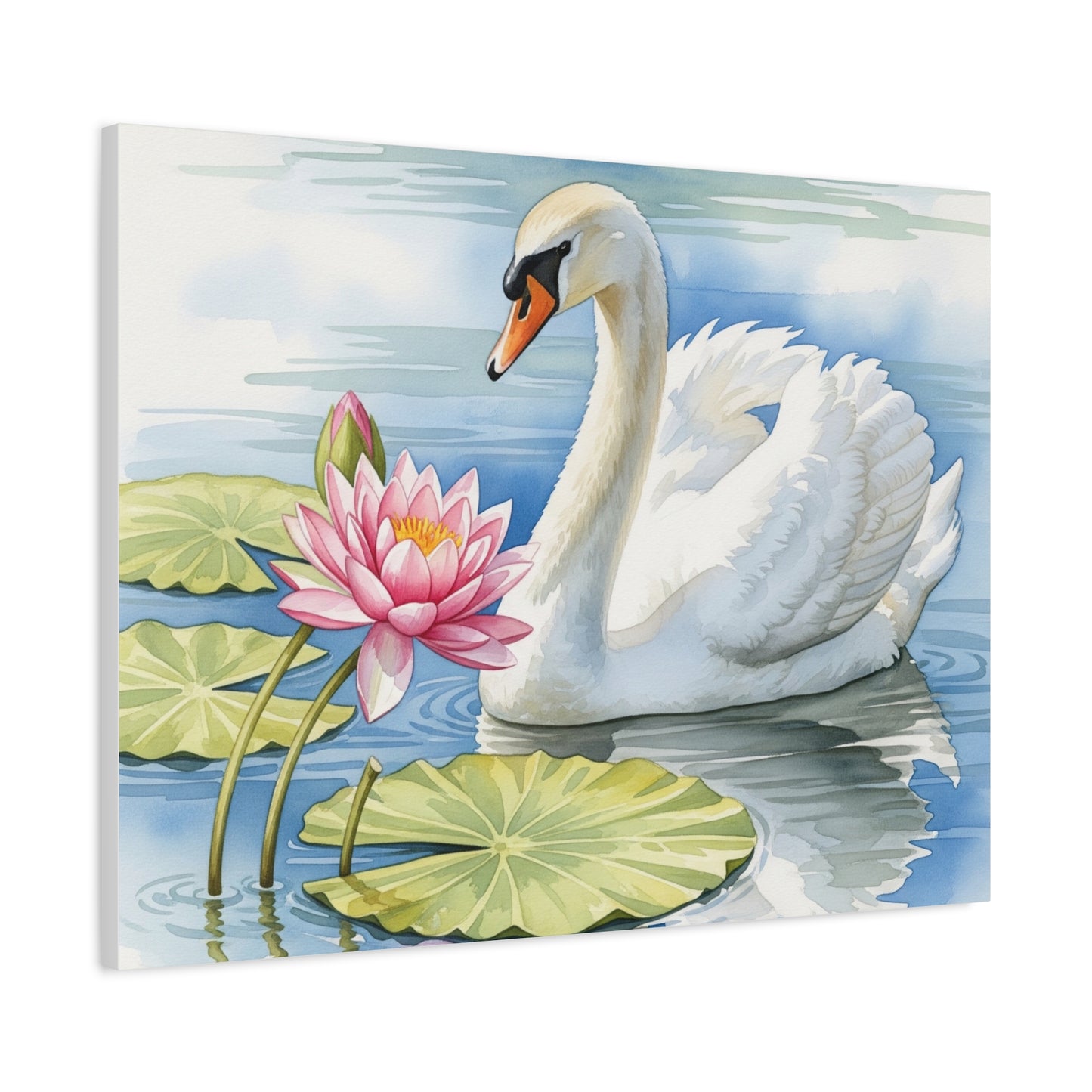 Swan and Lotus Canvas Art, Home Décor, Nature Wall Art, Gift for Nature Lovers, Floral Artwork