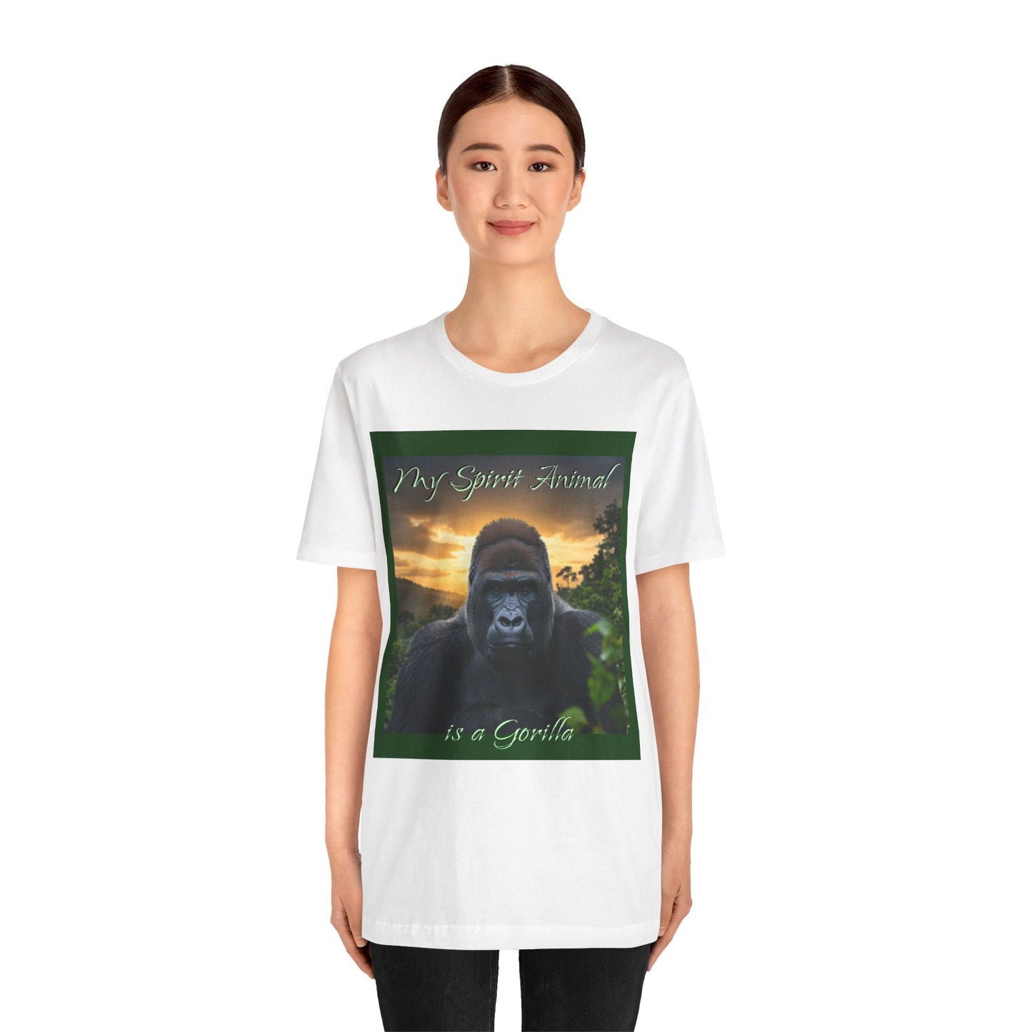 'My Spirit Animal is a Gorilla' T-Shirt - Beautiful Unisex Jersey Tee for Animal Lovers, Conservationists - Schmartypants