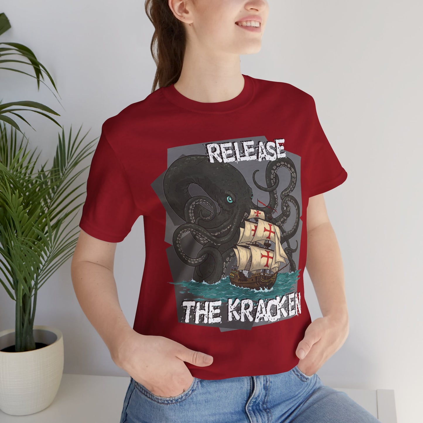 'Release The Kraken!' Tee - Unisex Short Sleeve Shirt, Nautical Tees, Pirate Fashion, Ocean Lover Gift, Funny T-Shirt, Sea Creature Shirt, Great for Gamers - Schmartypants