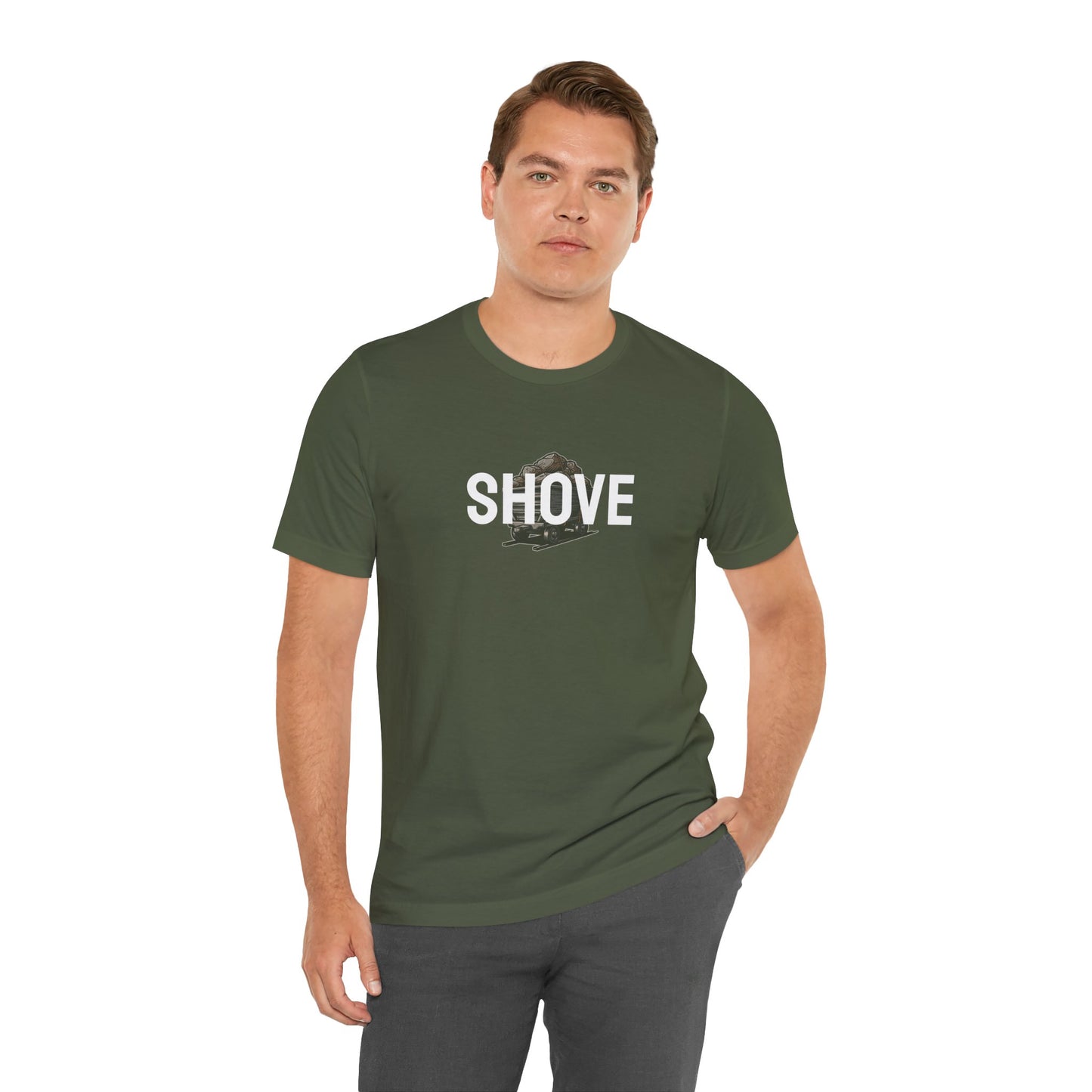 Athletic Spirit SHOVE Unisex Tee, Baseball Player Gift, Sports Fan Shirt, Inspirational Athlete Top, Underdog Competition Statement Piece