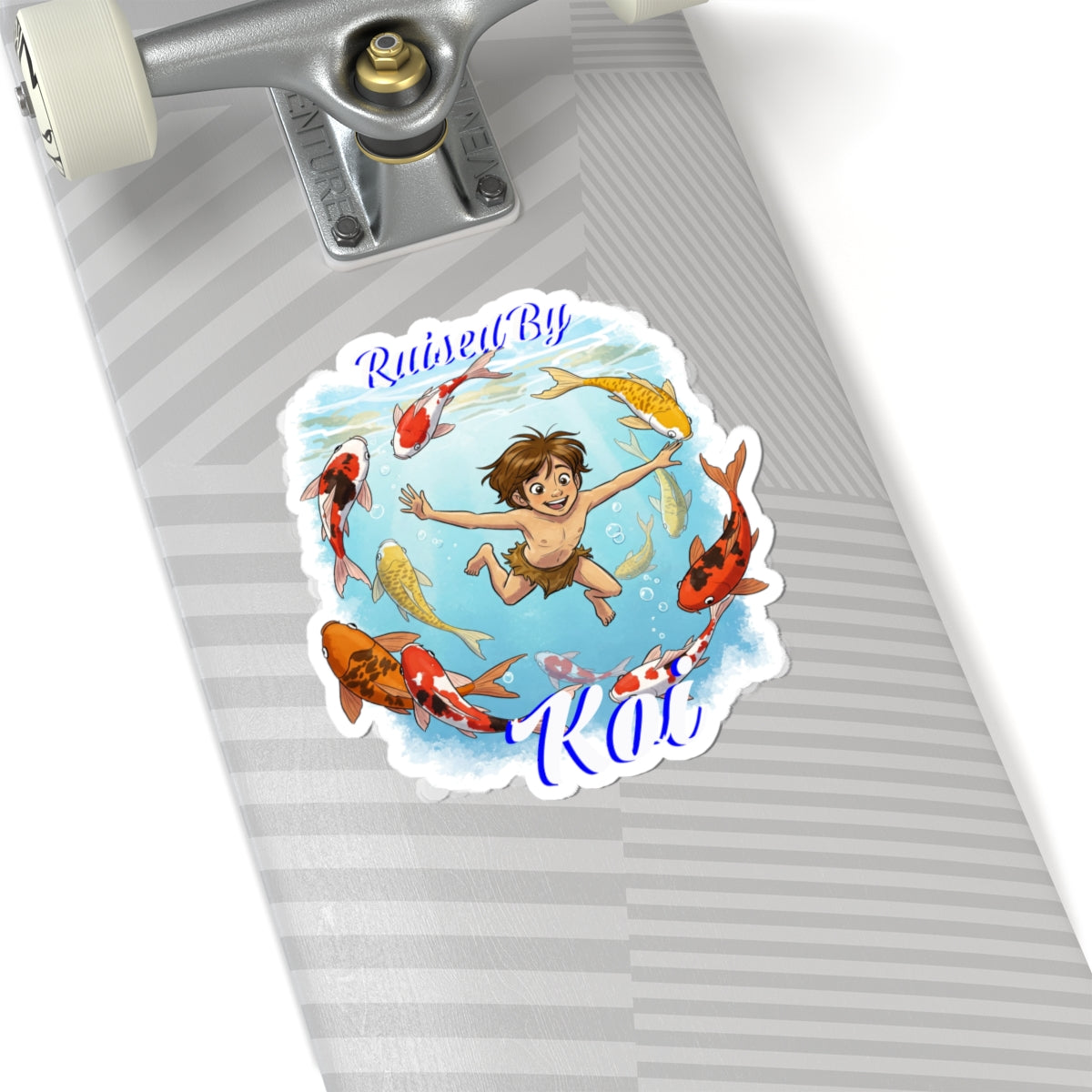 Underwater Adventure Kiss-Cut Stickers - "Raised By Koi" for Koi Hobbyists - Schmartypants