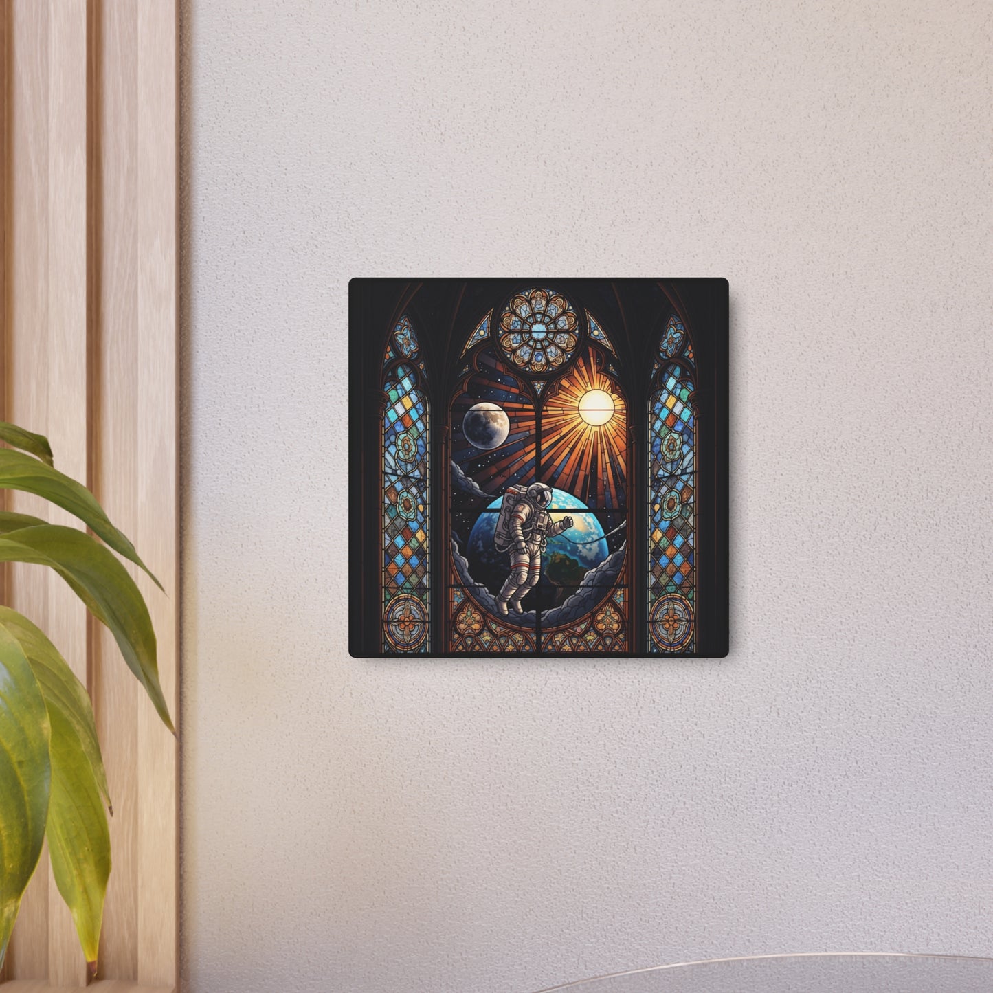 Astronaut Stained Glass Metal Art Sign | Unique Wall Decor, Space Decor, Gift for Astronomy Lovers, Home and Office Art, Sci-Fi Wall Art