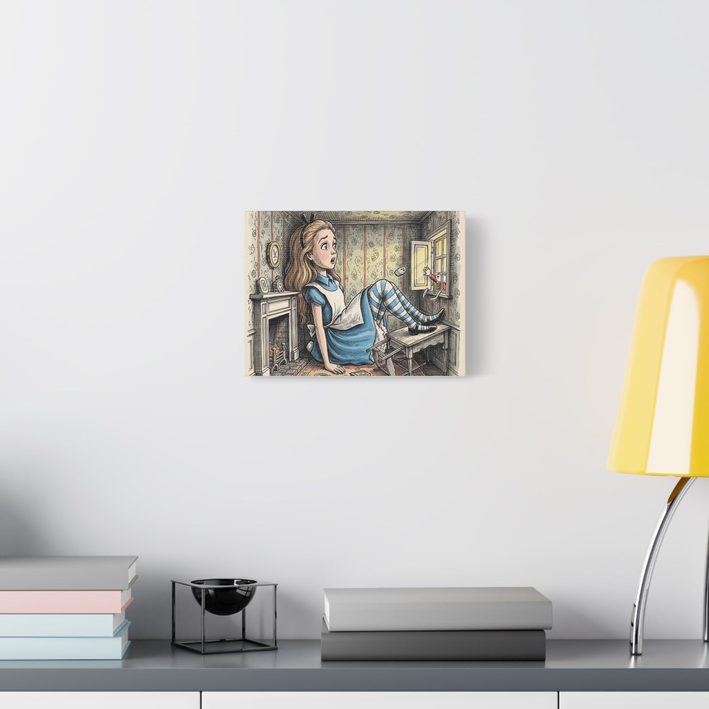 Alice in Wonderland Canvas Print Wall Art, Stretched Matte Canvas, Fantasy Children's Classic, Home Decor, Nursery Decoration