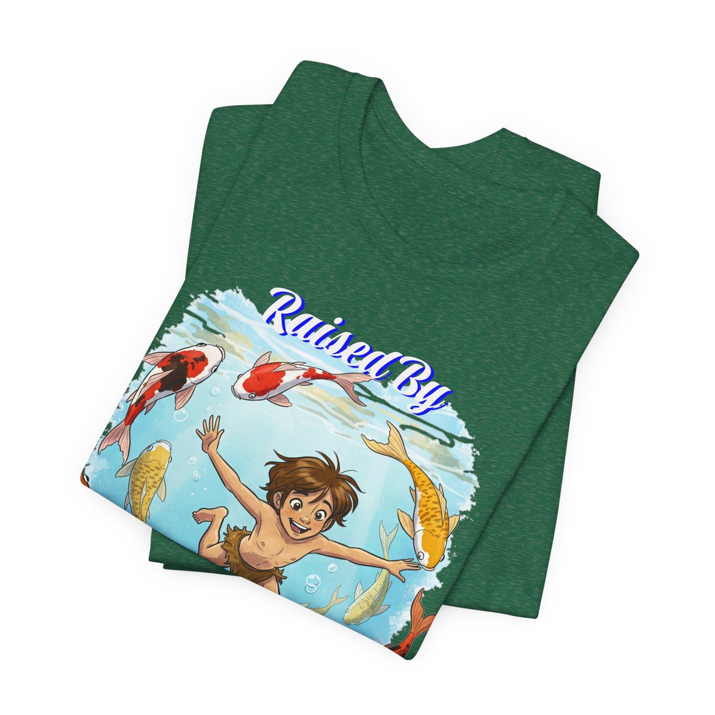'Raised By Koi; Unisex Jersey Tee - Funny Graphic Tee for Aquatic Lovers, Cute Gift for Birthdays, Casual Wear, Summer Fashion, Relaxed Style - Schmartypants