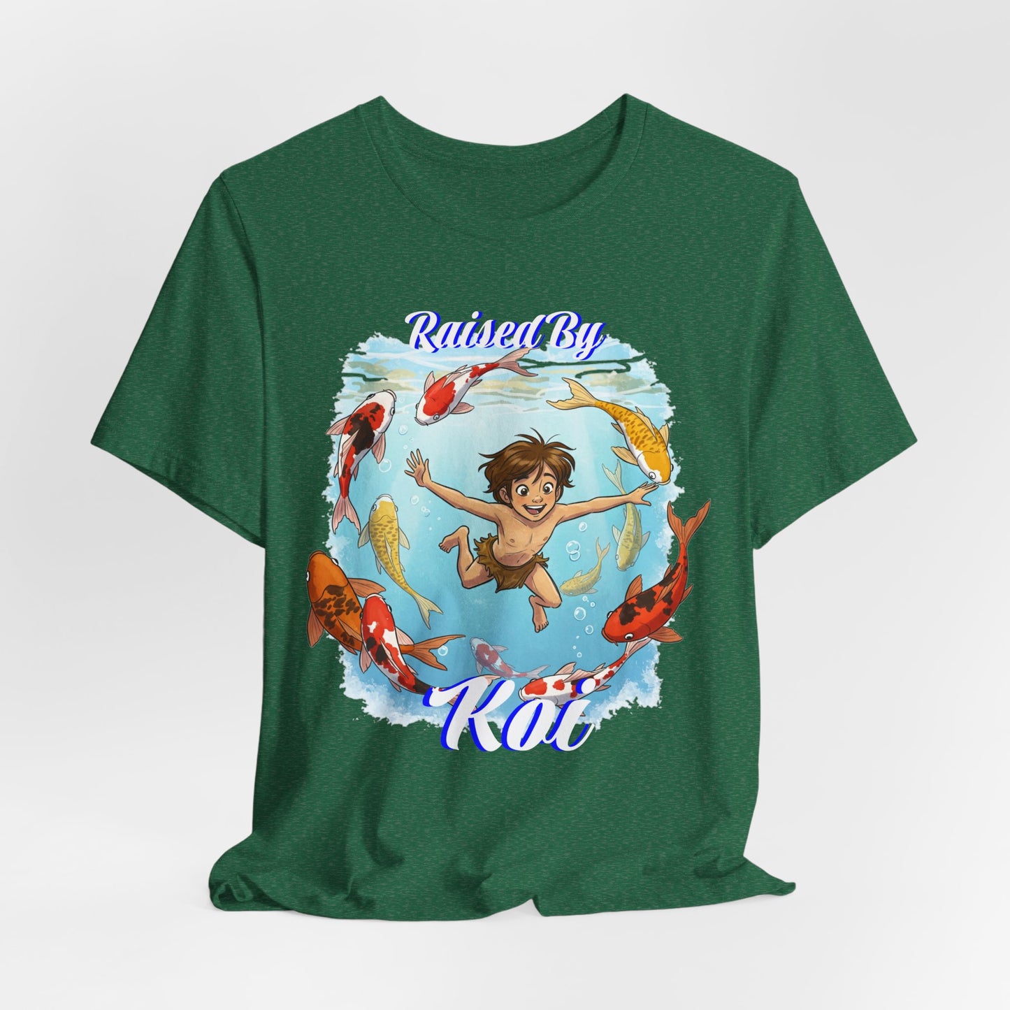 'Raised By Koi; Unisex Jersey Tee - Funny Graphic Tee for Aquatic Lovers, Cute Gift for Birthdays, Casual Wear, Summer Fashion, Relaxed Style - Schmartypants