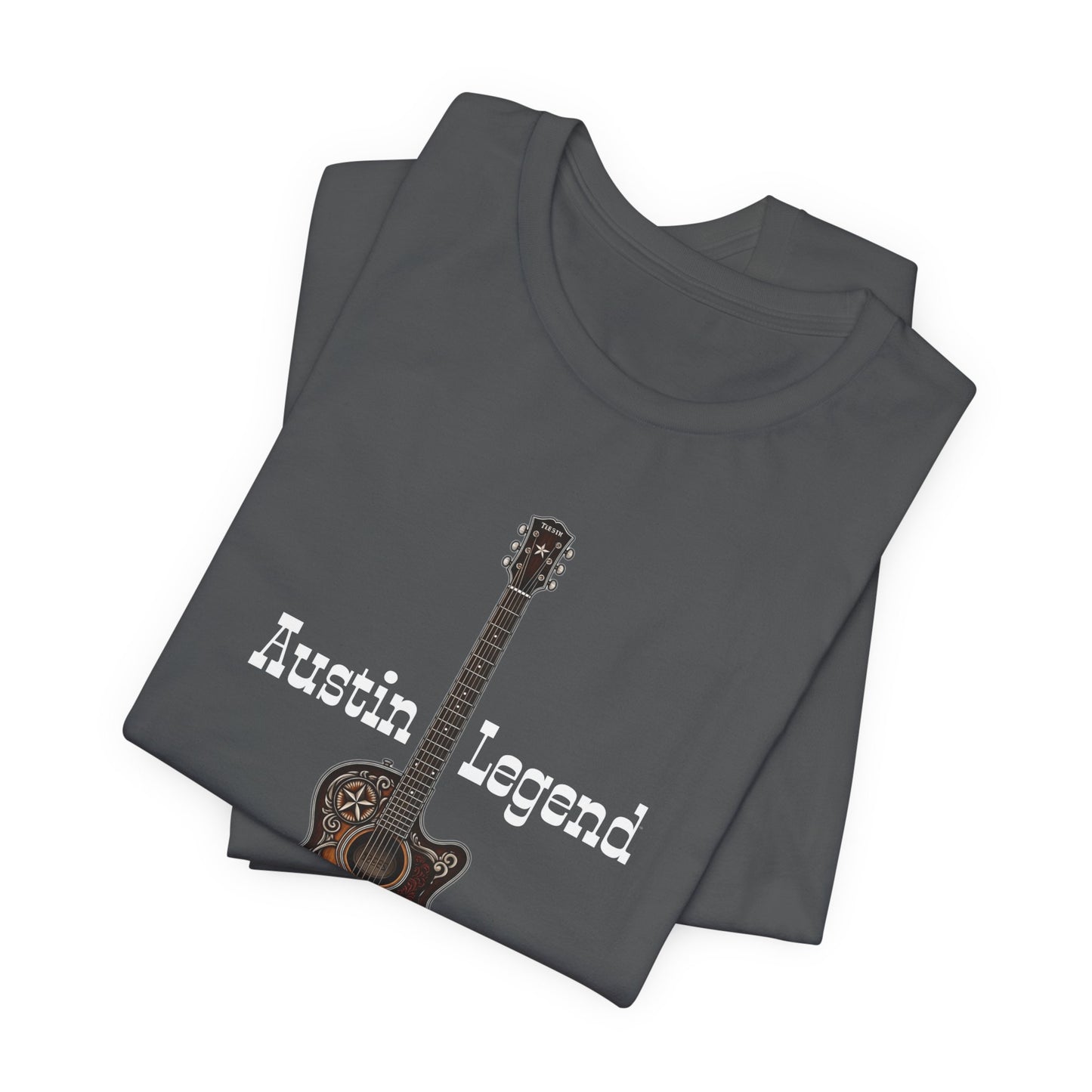 Austin Legend Guitar Tee | Unisex Short Sleeve T-Shirt, Music Lover Gift, Austin TX Souvenir, Casual Wear, Festival Apparel