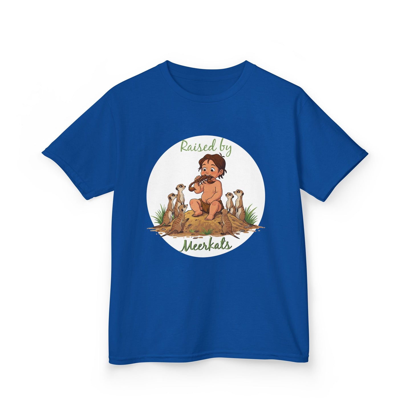 Kids Heavy Cotton™ Tee - Hilarious 'Raised by Meerkats' Design, Cute Animal Tee, Fun Kids T-Shirt, Playful Gift for Animal Lovers, Birthday or Holiday Outfit - Schmartypants