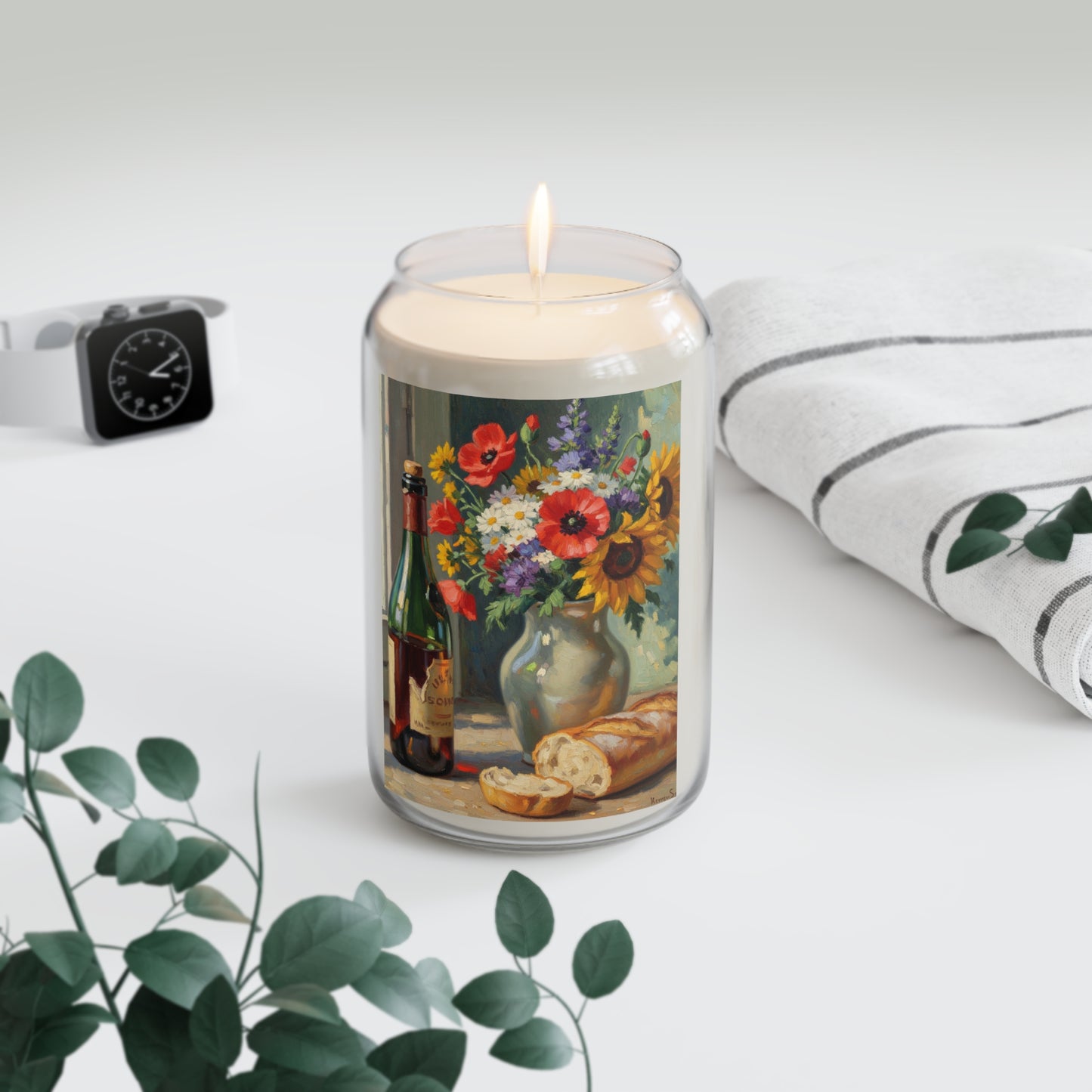 Scented Candle, French Countryside Oil Painting Print