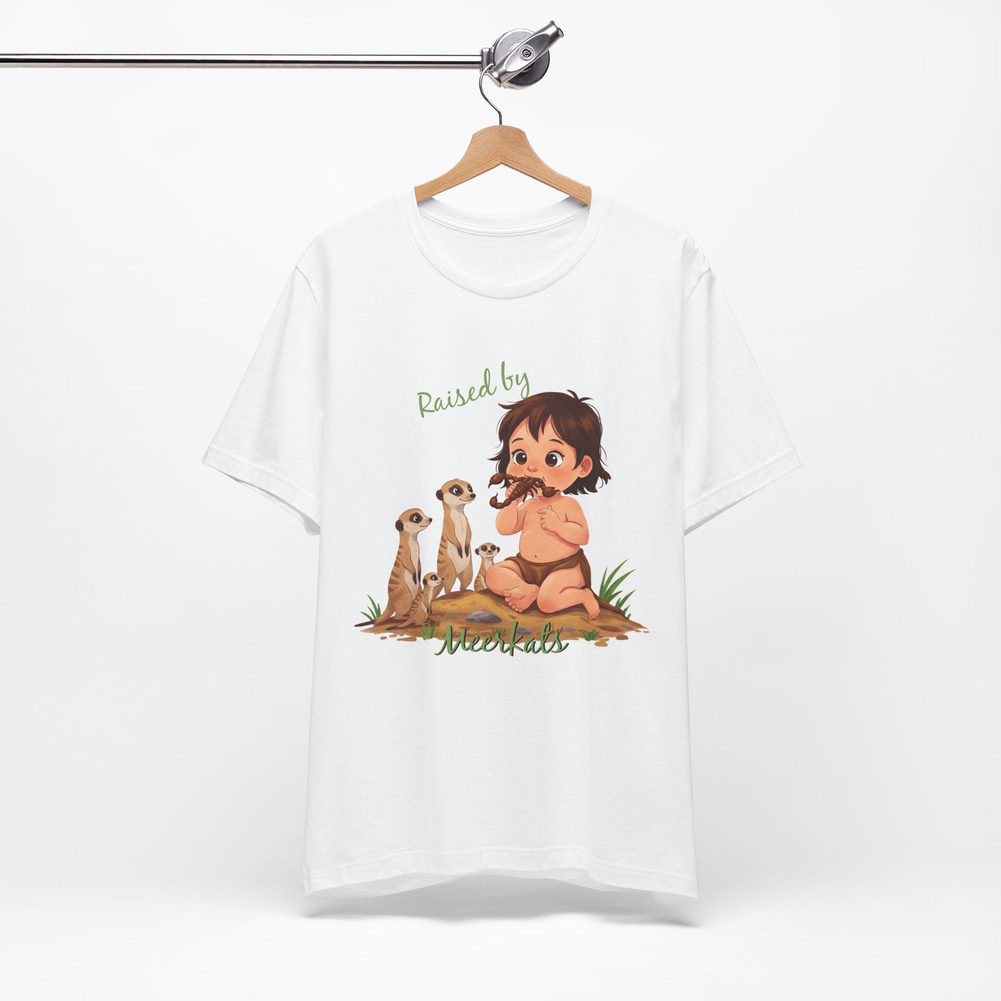 Funny Meerkat Tee - "Raised by Meerkats" Unisex Jersey Short Sleeve Shirt - for Meerkat and Wildlife Lovers - Schmartypants