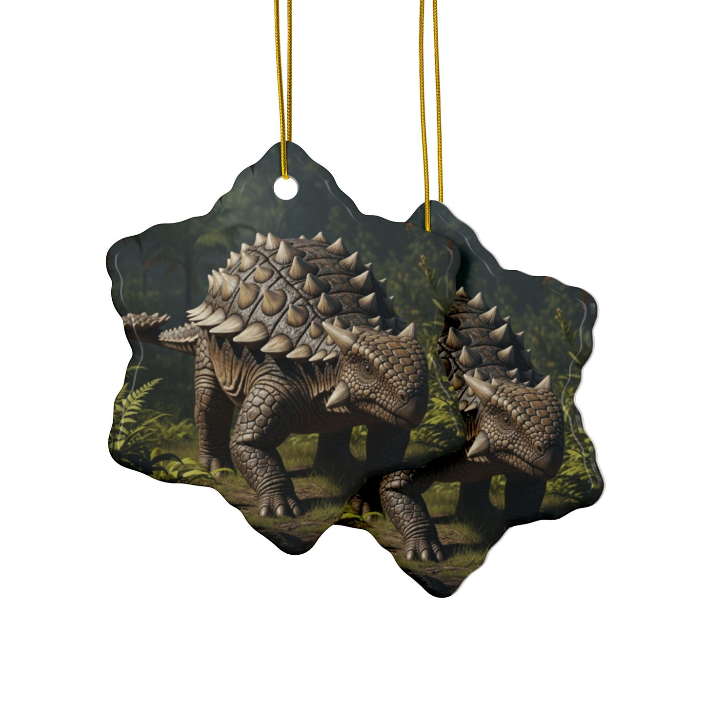 Ankylosaurus Dinosaur-Themed Ceramic Ornaments, Unique Holiday Decor, Perfect for Kids' Rooms, Gifts for Nature Lovers, 2-Sided Print