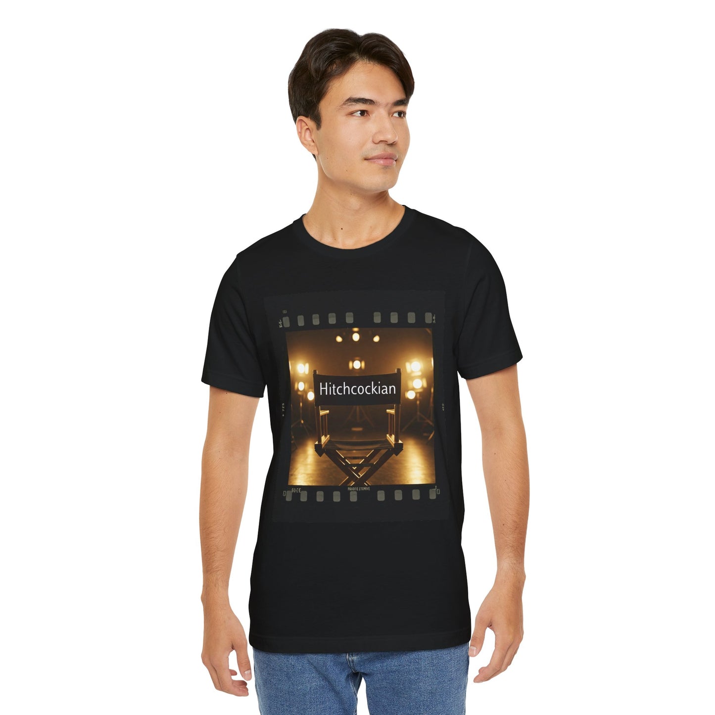"Hitchcockian" Unisex Jersey Tee - Vintage Film Vibe T-Shirt for Film Lovers, Hitchcock Lovers, and Filmmakers - Schmartypants