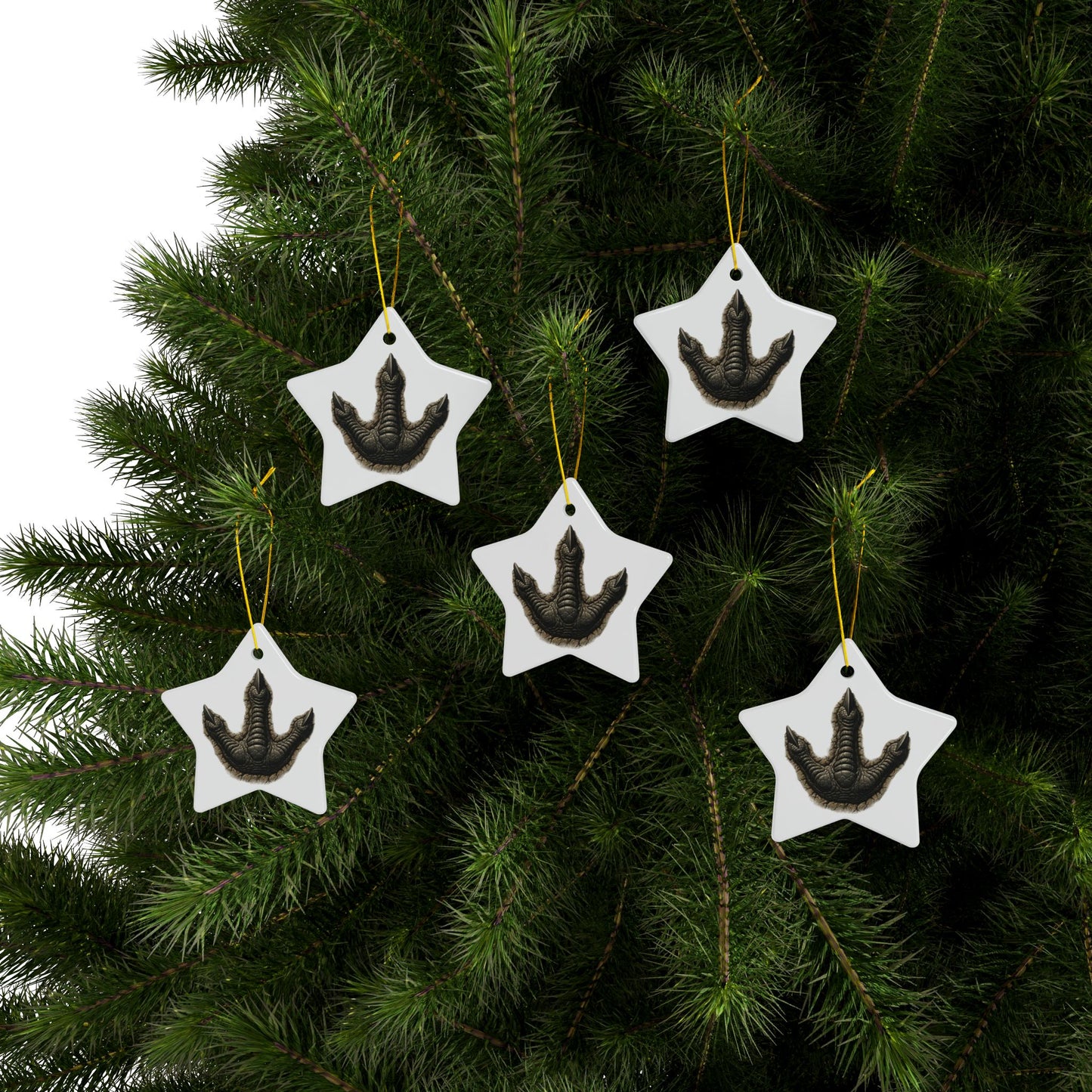 Unique Ceramic Ornaments - 2-Sided Print, Dinosaur Fossil Footprint Design, Perfect for Holiday Decor, Gifts, Home Decor, Tree Ornaments