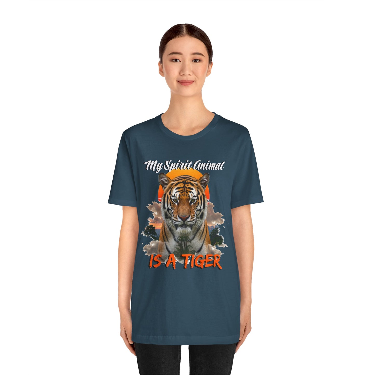 My Spirit Animal is a Tiger Tee - Unisex Jersey Short Sleeve T-Shirt, Inspirational Fierce Nature Apparel for Tiger Lovers, Casual Wear, Zoo